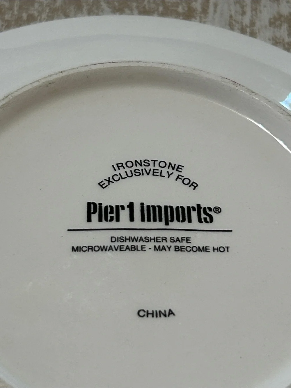 Pier 1 White Ironstone Dish Bottom Mark